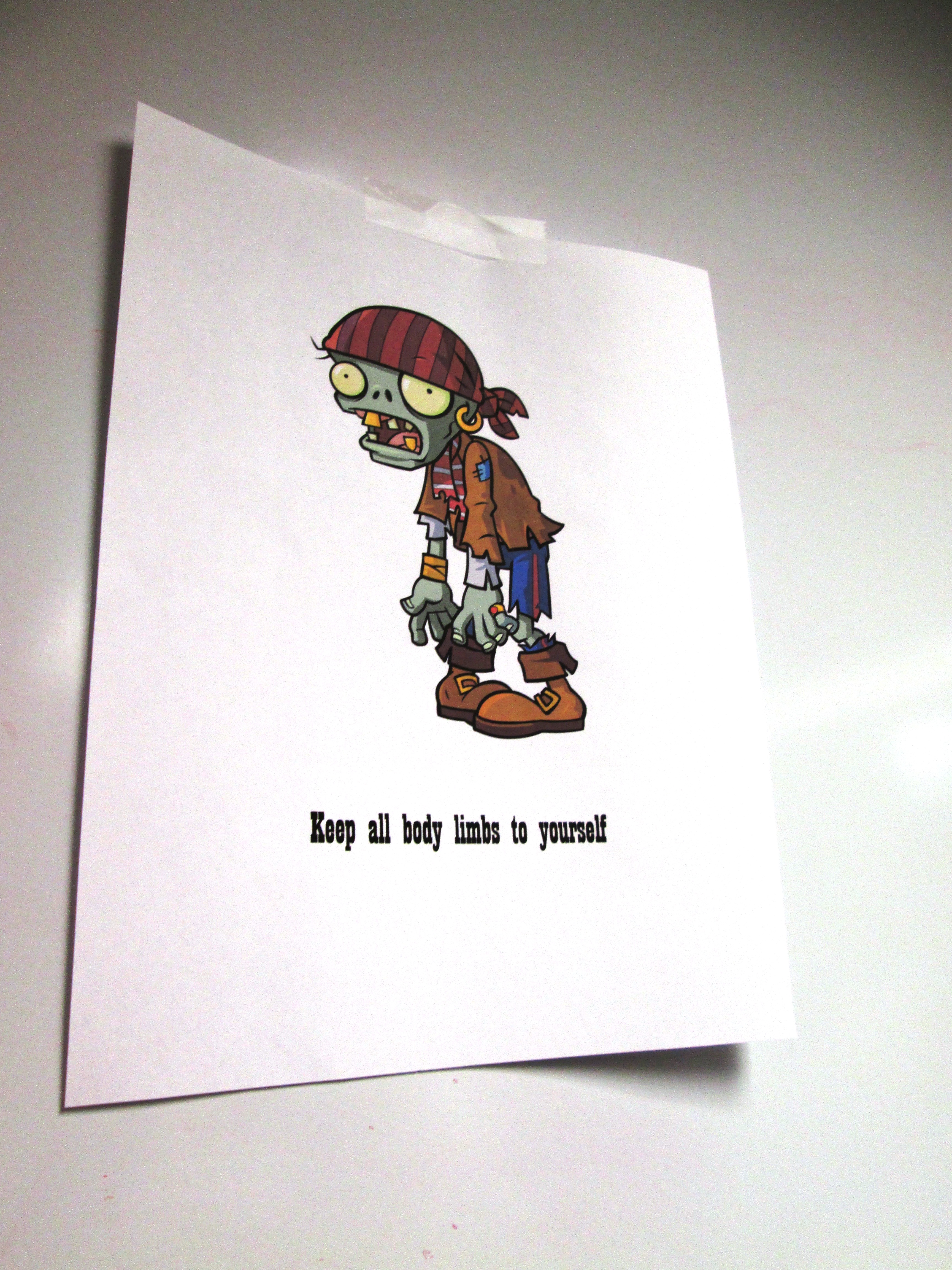 Bathroom sign for zombie-themed murder mystery party